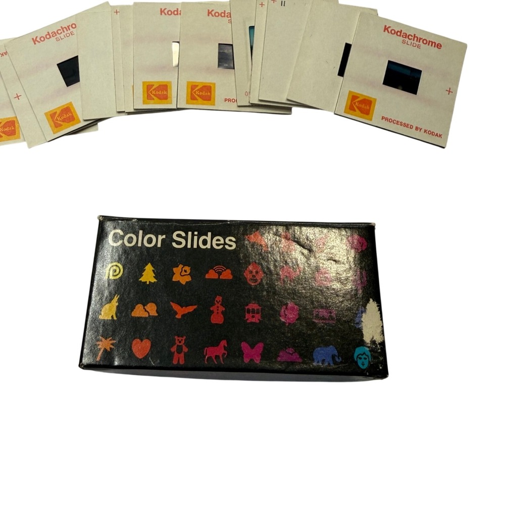 Vintage Kodak Kodachrome 35mm Color Slides Lot with Original Storage Box